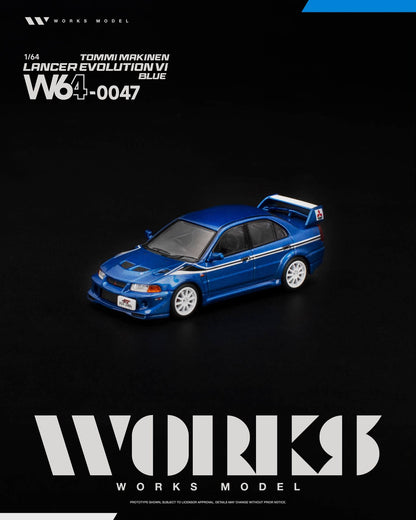 [Pre-Order] Works Model LANCER EVOLUTION VI TOMMI MAKINEN BLUE W640047 1/64 Diecast