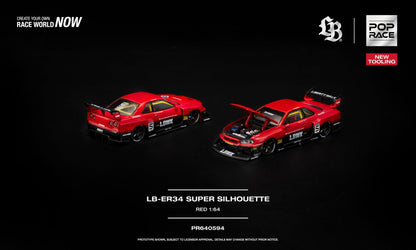 [PRE-ORDER] POP RACE LB-ER34 SUPER SILHOUETTE RED PR640594 1/64 Diecast