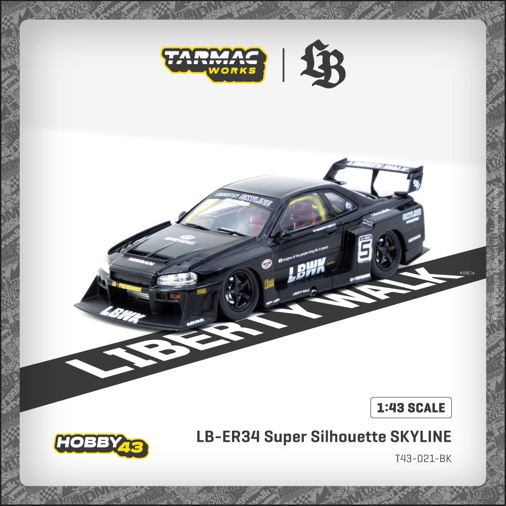 Tarmac Works LB-ER34 Super Silhouette SKYLINE Black 1/43 Diecast