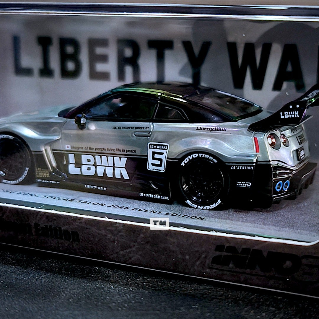 CHASE! INNO64 LB-Silhouette WORKS GT 35GT-RR RAW HKTCS 2026 Event Edition IN64-R35LB-HKTS26 1/64 Diecast