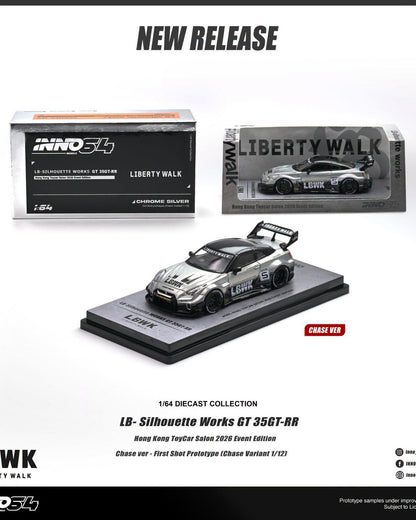 CHASE! INNO64 LB-Silhouette WORKS GT 35GT-RR RAW HKTCS 2026 Event Edition IN64-R35LB-HKTS26 1/64 Diecast