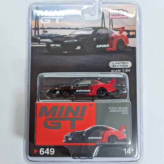 Mini GT LB-Super Silhouette Nissan S15 Silvia Advan Blister Packaging MGT00649-BL 1/64 Diecast