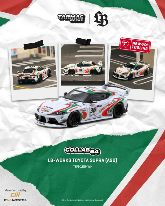 [Pre-Order] Tarmac Works LB-Supra Toyota Supra A90 T64-109-WH 1/64 Diecast