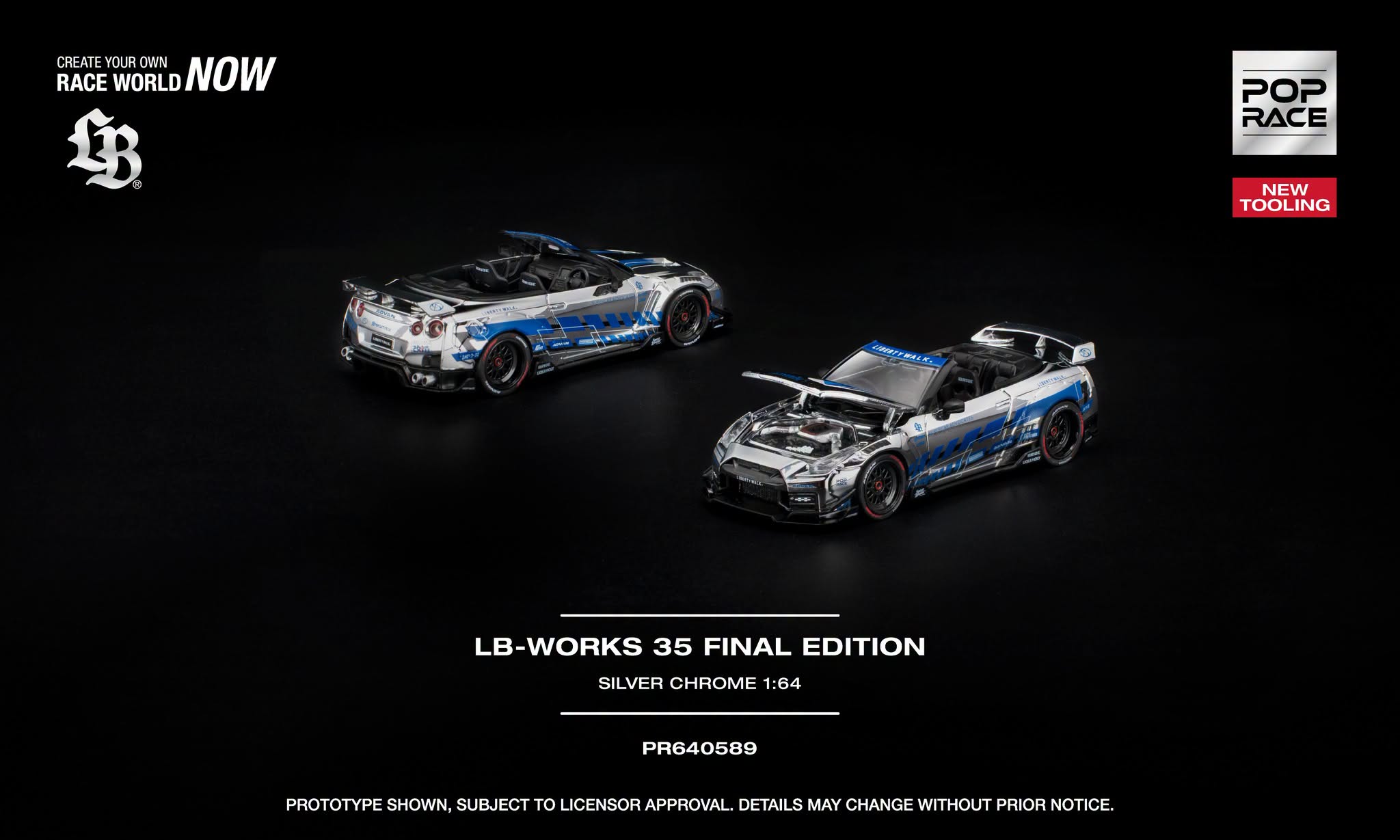 1/64LB-WORKS 35GT-R Final Edition カスタム品 Pre-Order] Pop Race LB-WORKS 35GT-R FINAL EDITION - SILVER CHROME