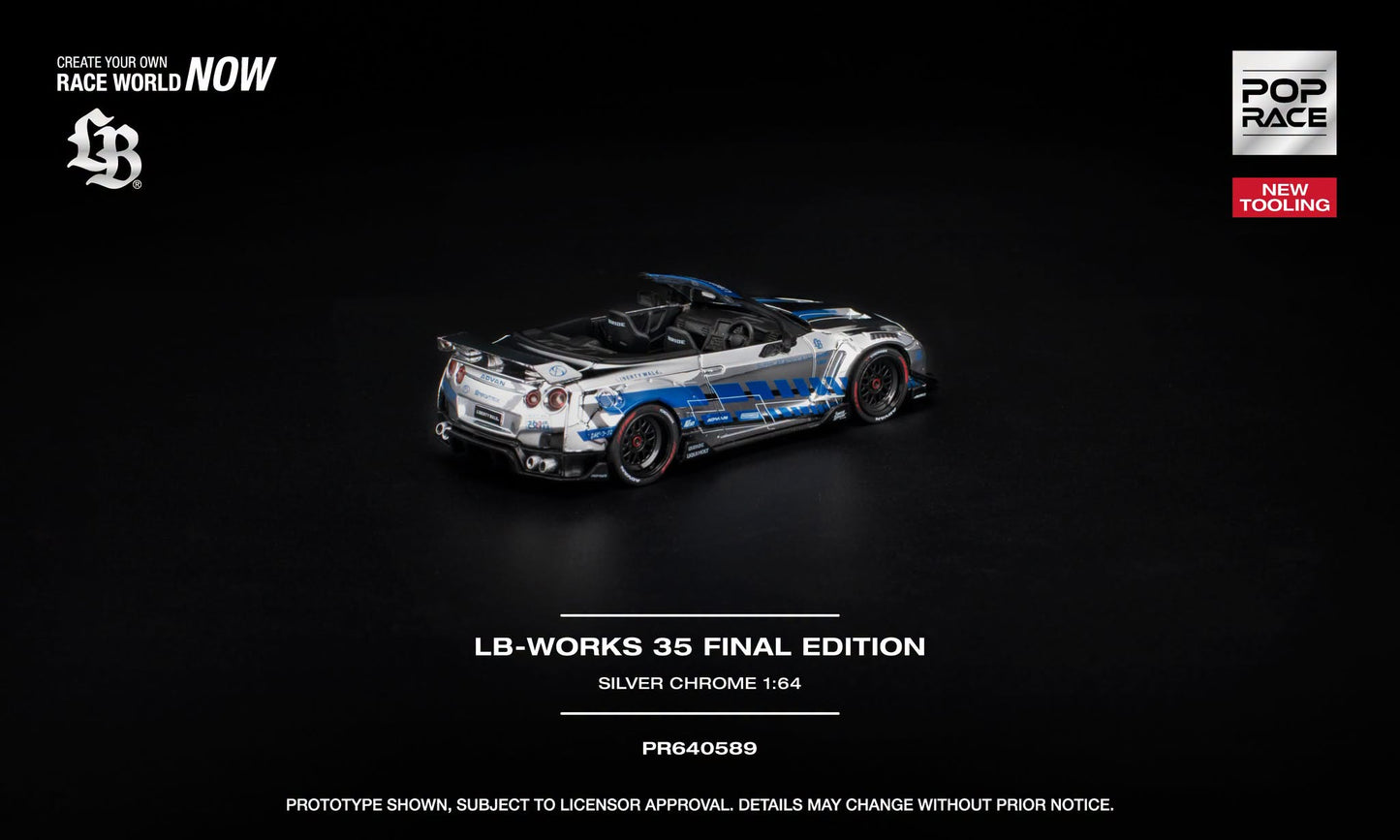 [Pre-Order] Pop Race LB-WORKS 35GT-R FINAL EDITION - SILVER CHROME PR640589 1/64 Diecast