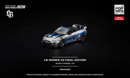 [Pre-Order] Pop Race LB-WORKS 35GT-R FINAL EDITION - SILVER CHROME PR640589 1/64 Diecast