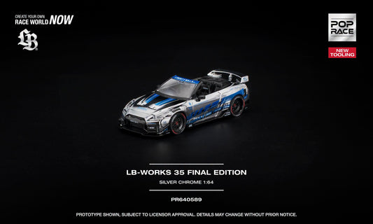 [Pre-Order] Pop Race LB-WORKS 35GT-R FINAL EDITION - SILVER CHROME PR640589 1/64 Diecast