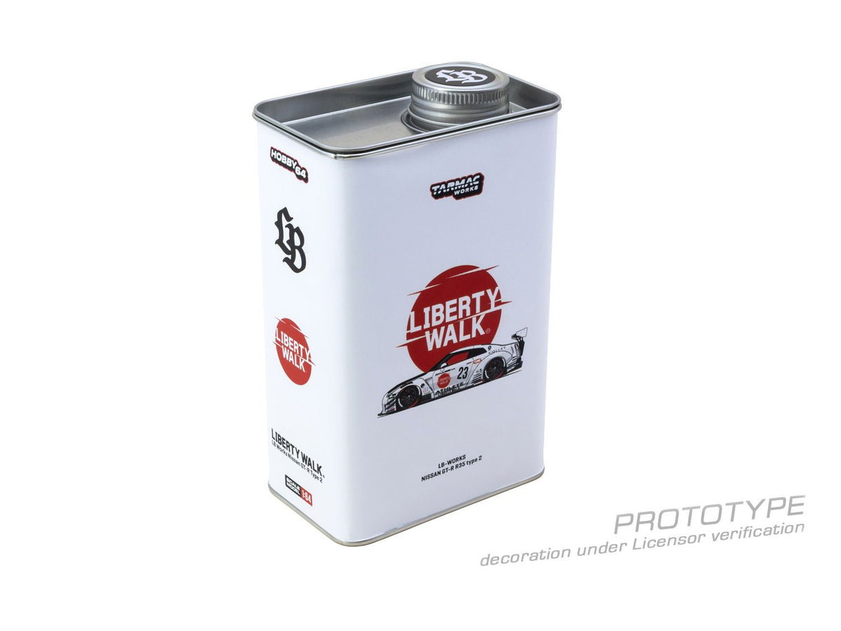 Tarmac Works LB-WORKS NISSAN GT-R R35 type 2 White Oil Can Packaging T64-090-WH 1/64 Diecast