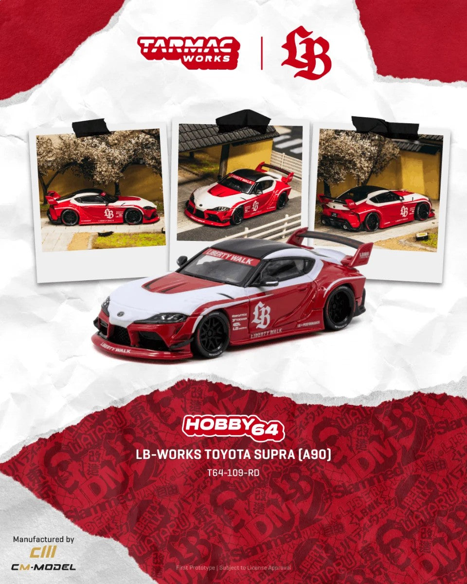 [Pre-Order] Tarmac Works LB-WORKS TOYOTA SUPRA (A90) Red T64-109-RD 1/64 Diecast