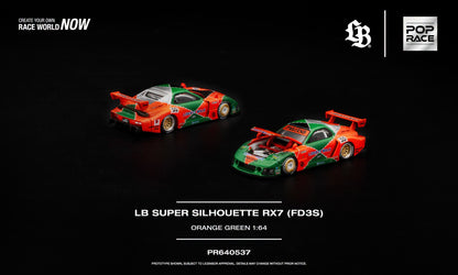 [Pre-Order] Pop Race LB SUPER SILHOUETTE RX7 (FD3S) Orange Green PR640537 1/64 Diecast