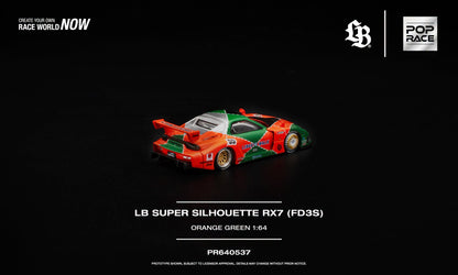 [Pre-Order] Pop Race LB SUPER SILHOUETTE RX7 (FD3S) Orange Green PR640537 1/64 Diecast