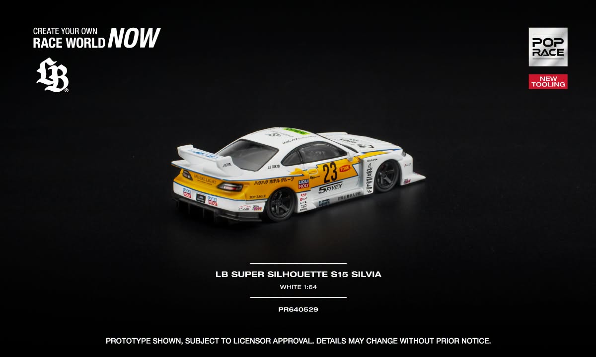 [Pre-Order] Pop Race LB SUPER SILHOUETTE S15 SILVIA - WHITE PR640529 1/64 Diecast