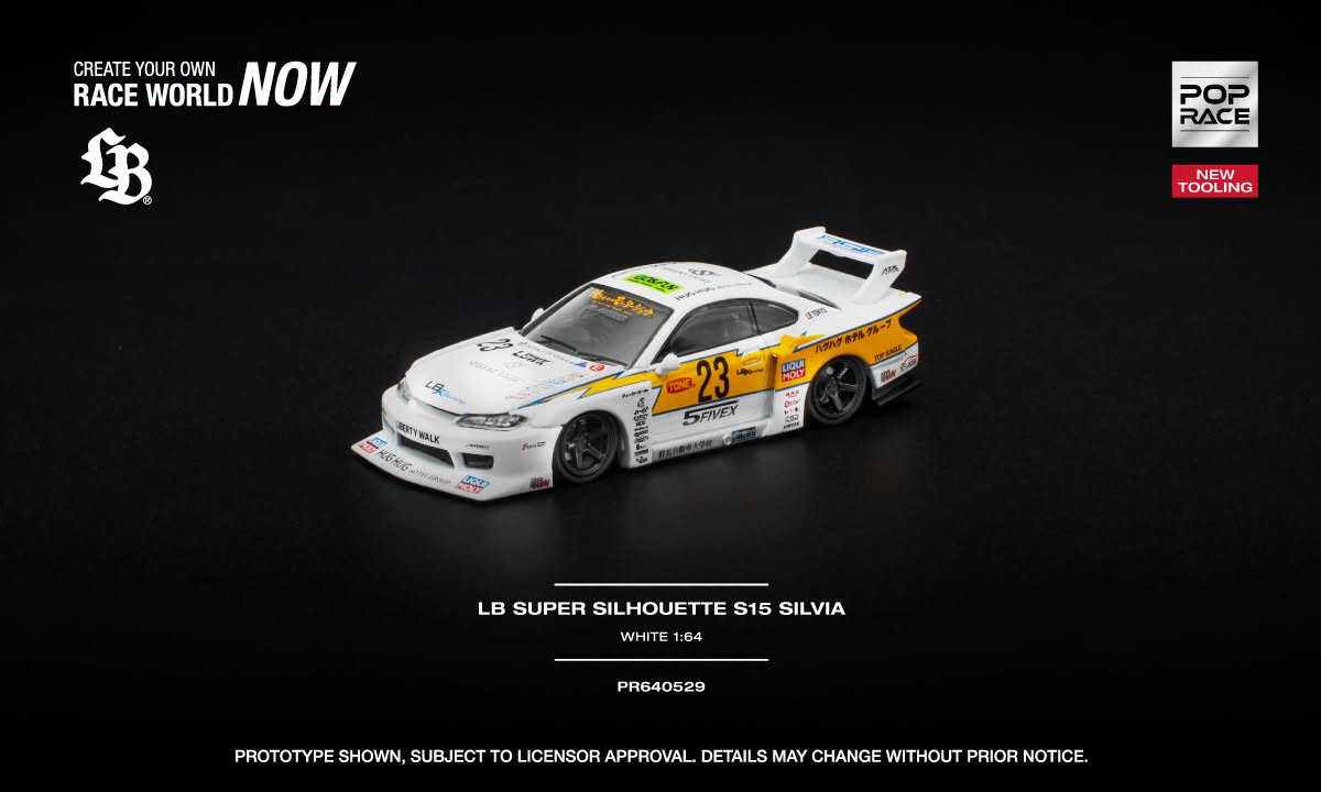 [Pre-Order] Pop Race LB SUPER SILHOUETTE S15 SILVIA - WHITE PR640529 1/64 Diecast