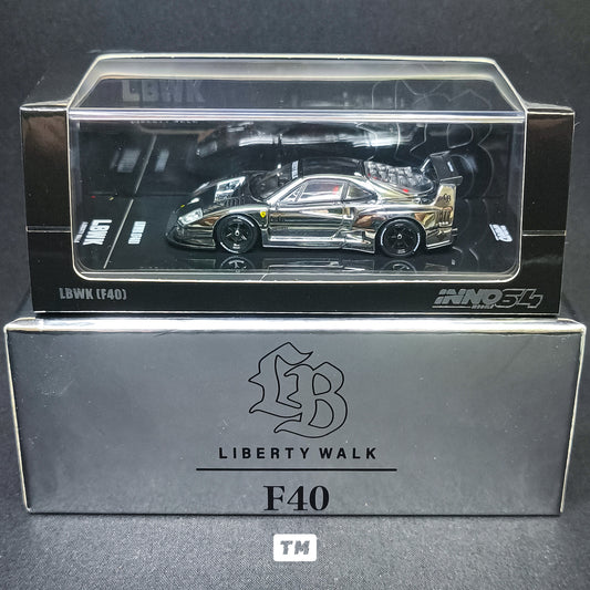 Inno64 LBWK F40 Chrome Silver IN64-LBWKF40-CHS 1/64 Diecast