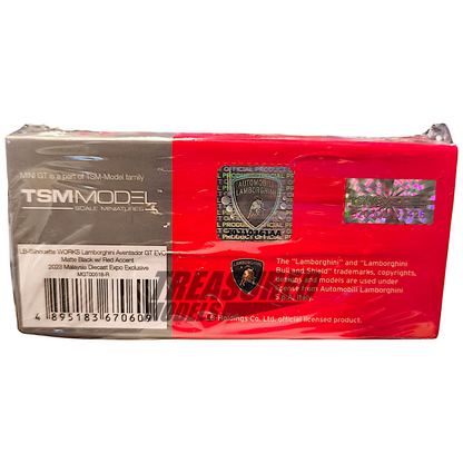 Mini GT Lamborghini Aventador GT EVO LB-Silhouette WORKS Matte Black w Red Accent 2023 Malaysia Diecast Expo MDX MGT00518 1/64 Diecast