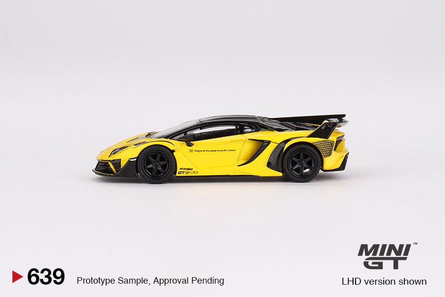 Mini GT Lamborghini Aventador GT EVO LB-Silhouette Works Yellow MGT00639 1/64 Diecast