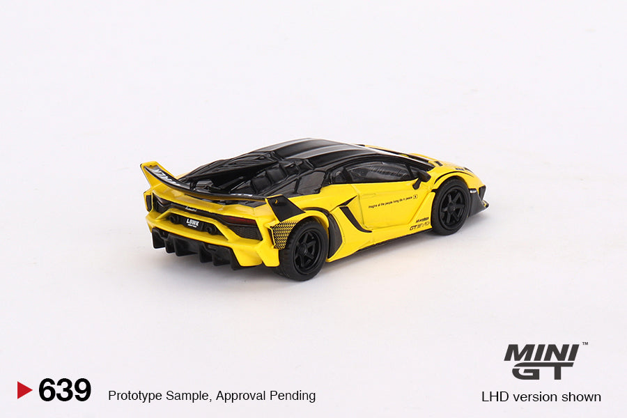 Mini GT Lamborghini Aventador GT EVO LB-Silhouette Works Yellow MGT00639 1/64 Diecast