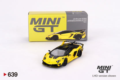 Mini GT Lamborghini Aventador GT EVO LB-Silhouette Works Yellow MGT00639 1/64 Diecast