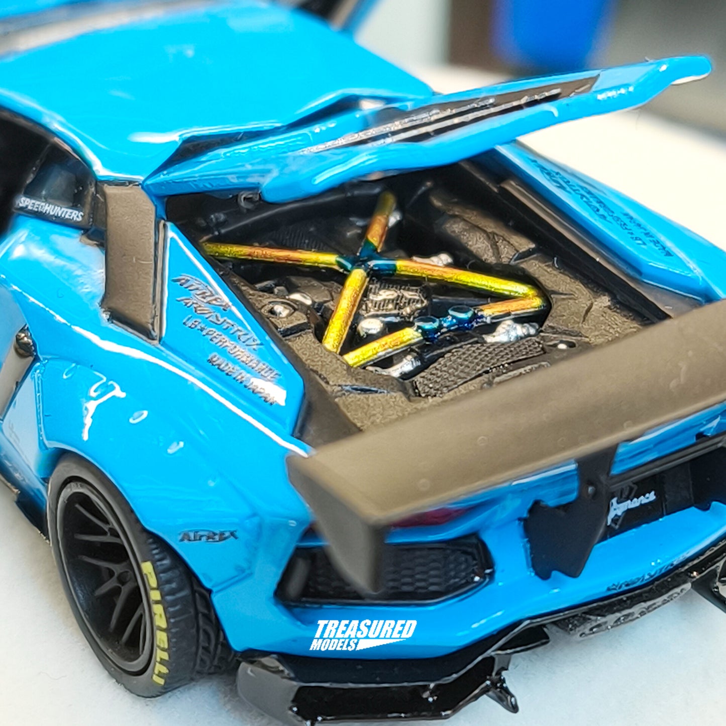 PGM Lamborghini Aventador LBWK Light Blue Deluxe Edition 1/64 Diecast