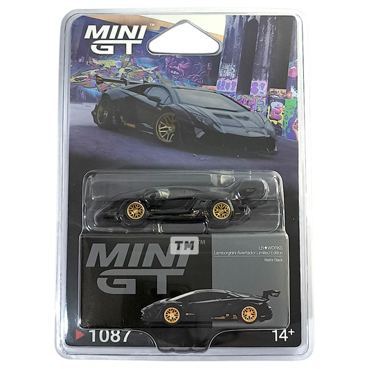 Mini GT Lamborghini Aventador LB★WORKS Limited Edition Matte Black Blister Packaging MGT01087BL 1/64 Diecast