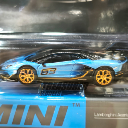 Mini GT Lamborghini Aventador SVJ 63 Blu Aegir MGT00784 1/64 Die Cast