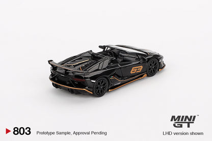 Mini GT Lamborghini Aventador SVJ 63 Roadster Nero Aldebaran MGT00803 1/64 Die Cast