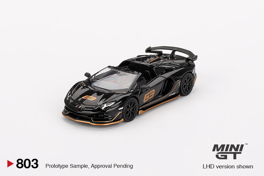 Mini GT Lamborghini Aventador SVJ 63 Roadster Nero Aldebaran MGT00803 1/64 Die Cast