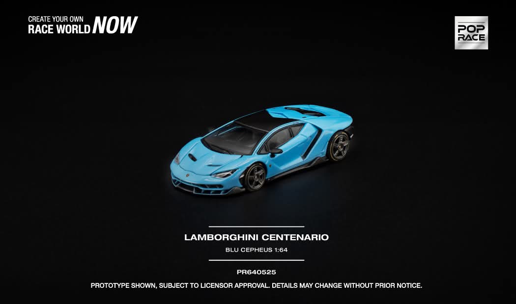 [Pre-Order] Pop Race Lamborghini Centenario Blu Cepheus PR640525 1/64 Diecast