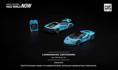 [Pre-Order] Pop Race Lamborghini Centenario Blu Cepheus PR640525 1/64 Diecast