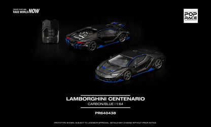 [Pre-Order] Pop Race Lamborghini Centenario Carbon Blue PR640438 1/64 Diecast