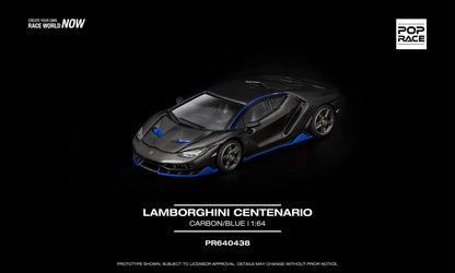 [Pre-Order] Pop Race Lamborghini Centenario Carbon Blue PR640438 1/64 Diecast