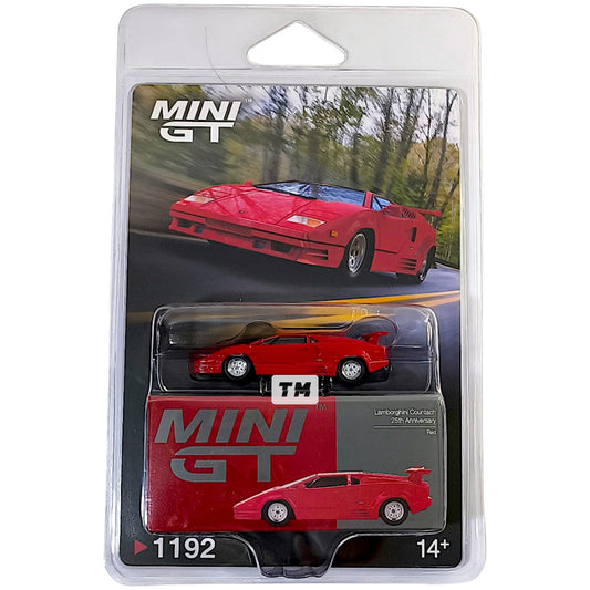 Mini GT Lamborghini Countach 25th Anniversary Red Blister Packaging MGT01192-BL 1/64 Diecast