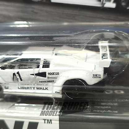 Mini GT Lamborghini Countach LB-WORKS White 2024 Tokyo Auto Salon Blister Packaging MGT00966 1/64 Diecast