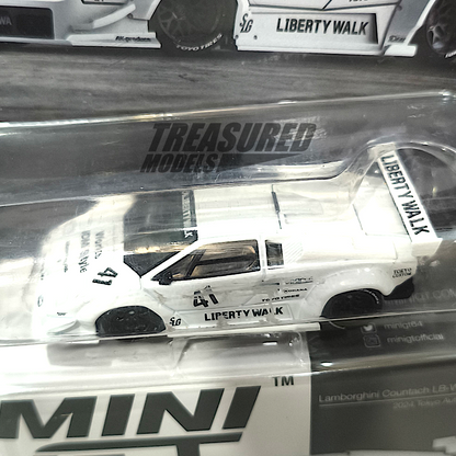 Mini GT Lamborghini Countach LB-WORKS White 2024 Tokyo Auto Salon Blister Packaging MGT00966 1/64 Diecast
