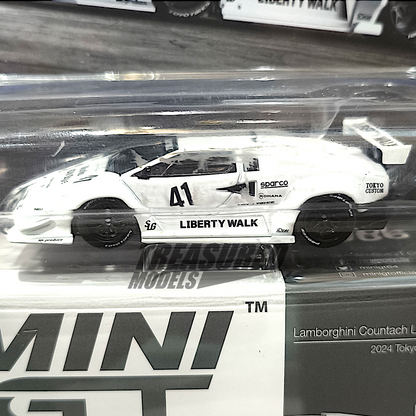 Mini GT Lamborghini Countach LB-WORKS White 2024 Tokyo Auto Salon Blister Packaging MGT00966 1/64 Diecast
