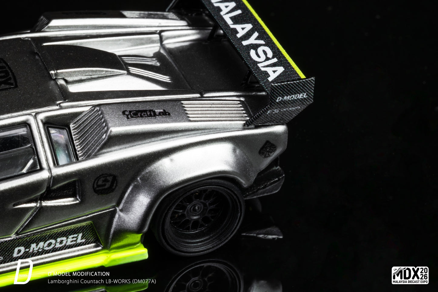 D Model Lamborghini Countach LB-Works Silver MDX 2026 DM077A 1/64 Diecast
