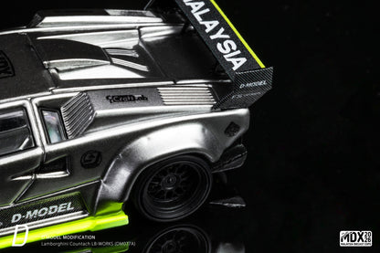 D Model Lamborghini Countach LB-Works Silver MDX 2026 DM077A 1/64 Diecast