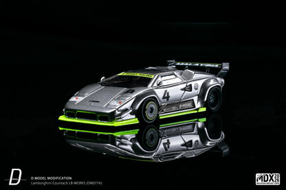 D Model Lamborghini Countach LB-Works Silver MDX 2026 DM077A 1/64 Diecast