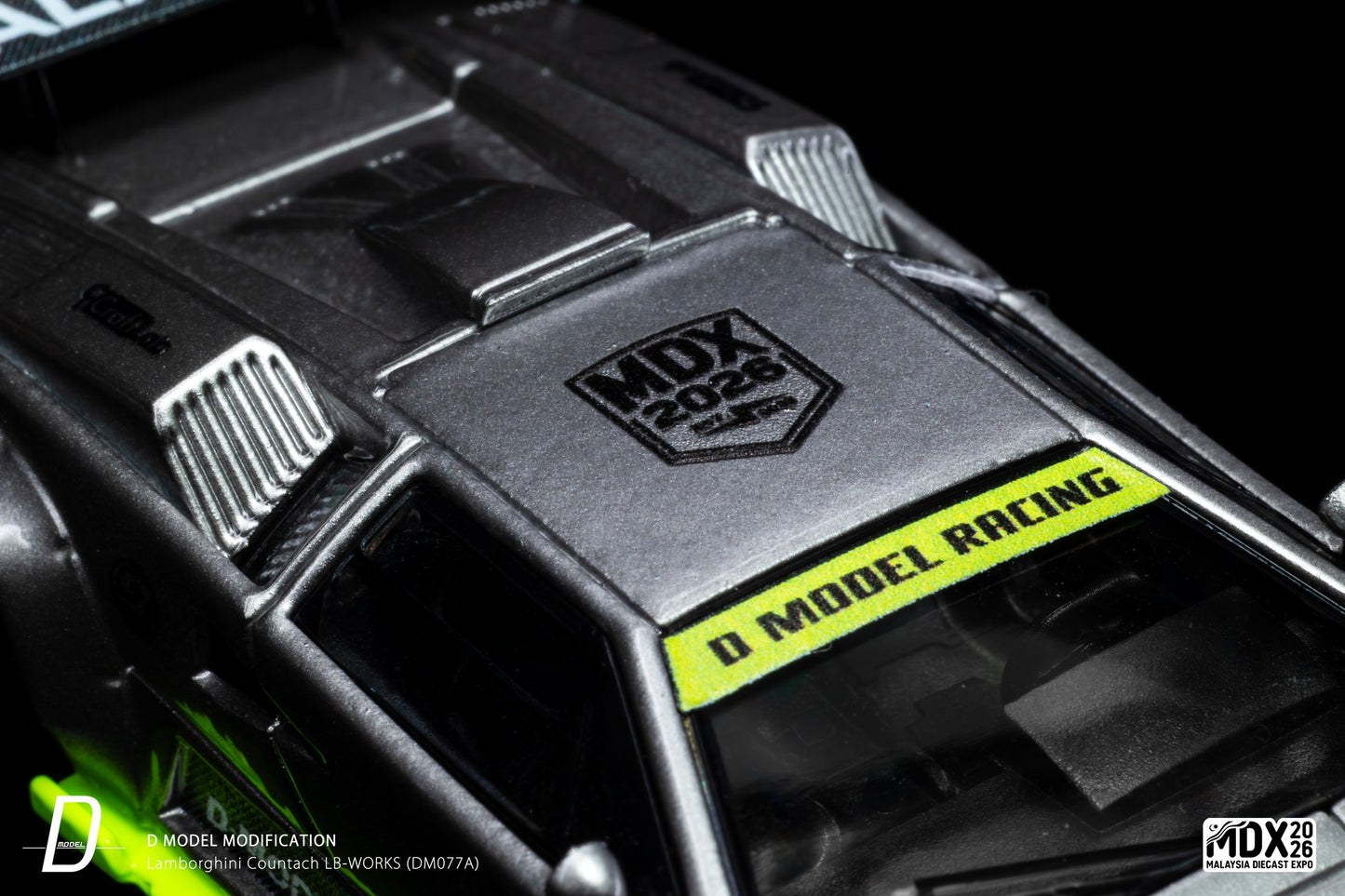 D Model Lamborghini Countach LB-Works Silver MDX 2026 DM077A 1/64 Diecast