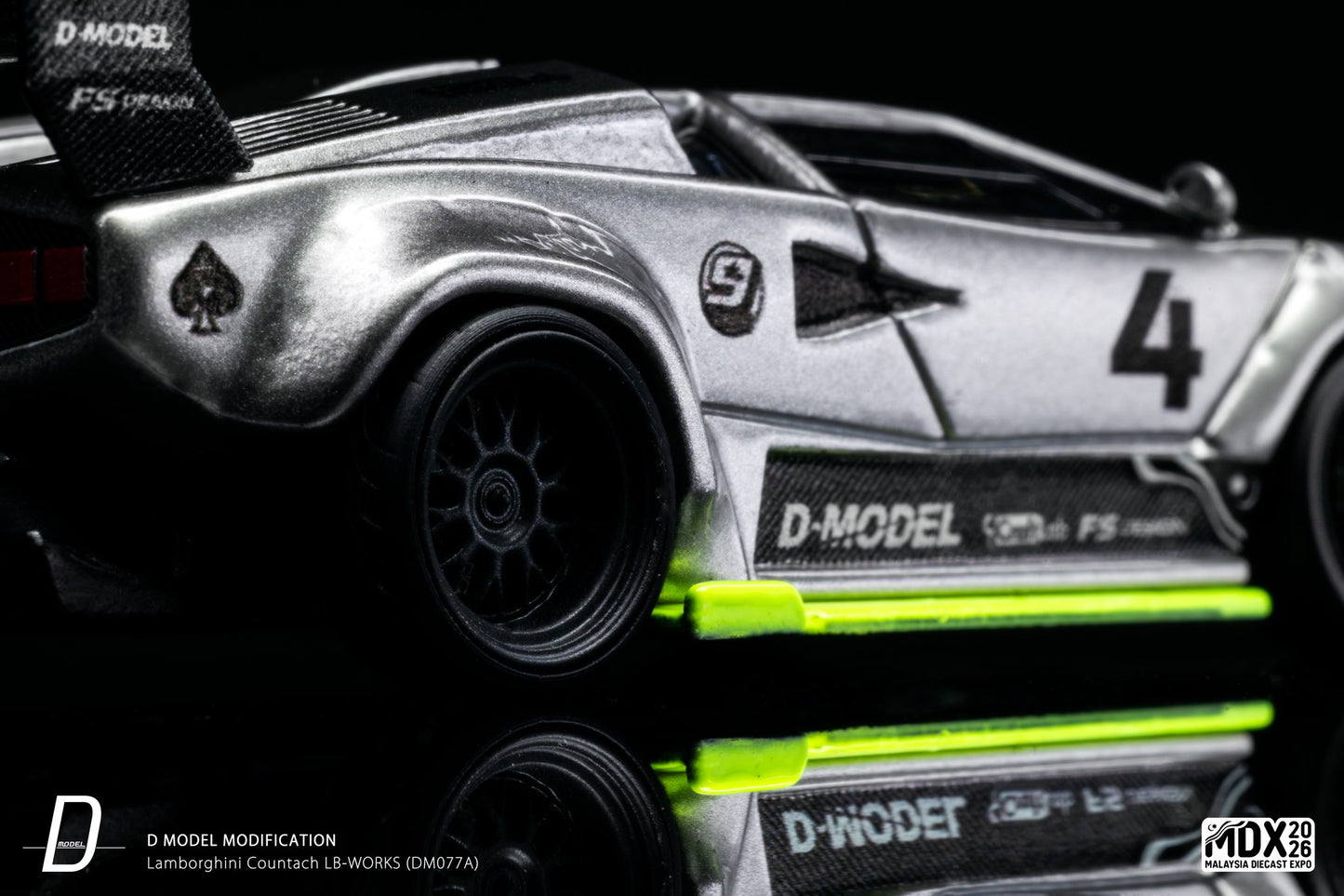 D Model Lamborghini Countach LB-Works Silver MDX 2026 DM077A 1/64 Diecast