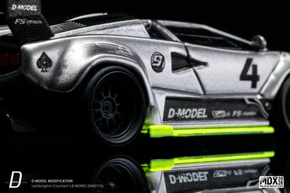 D Model Lamborghini Countach LB-Works Silver MDX 2026 DM077A 1/64 Diecast
