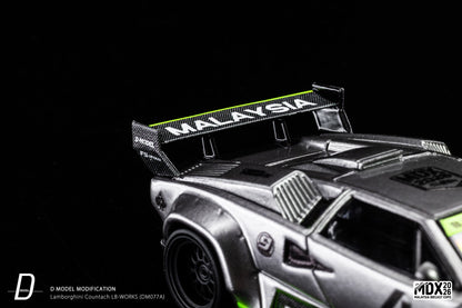 D Model Lamborghini Countach LB-Works Silver MDX 2026 DM077A 1/64 Diecast
