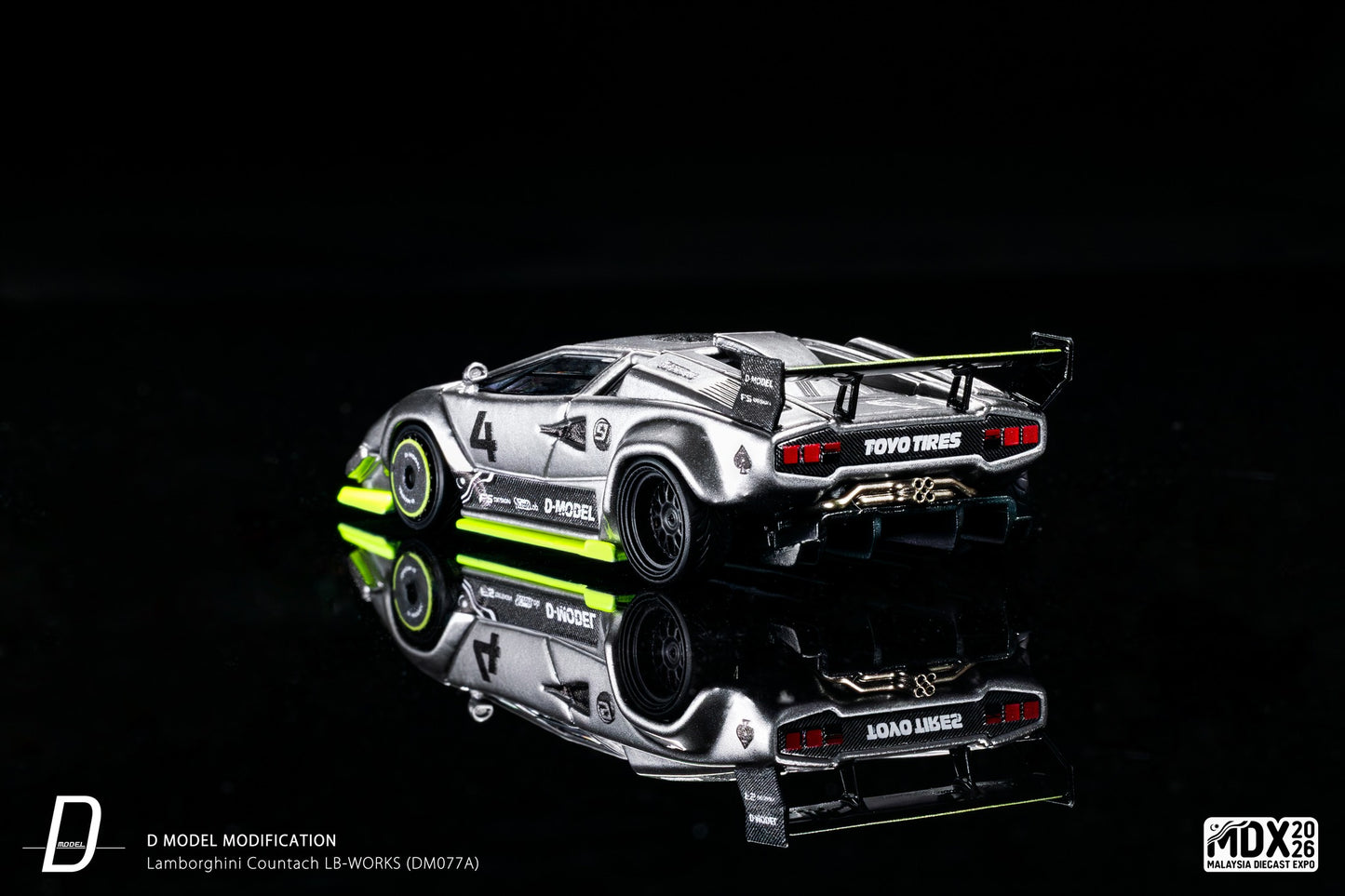D Model Lamborghini Countach LB-Works Silver MDX 2026 DM077A 1/64 Diecast