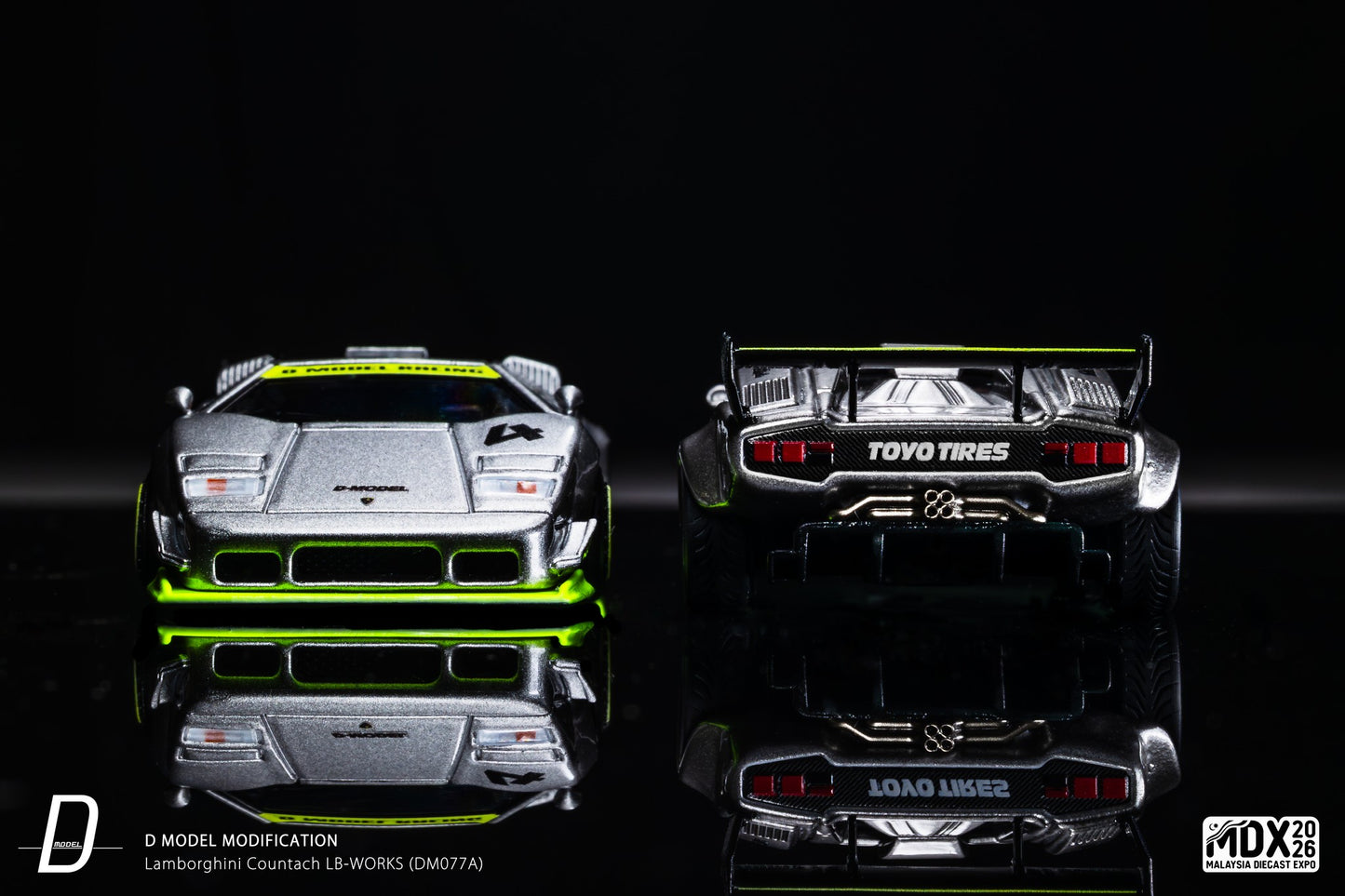 D Model Lamborghini Countach LB-Works Silver MDX 2026 DM077A 1/64 Diecast