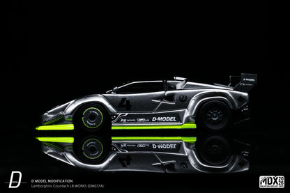 D Model Lamborghini Countach LB-Works Silver MDX 2026 DM077A 1/64 Diecast