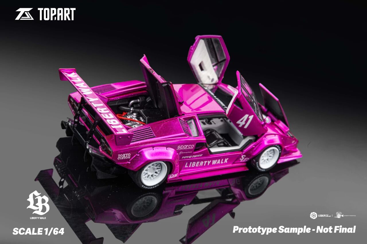 Top Art Lamborghini Countach LB Works Flash Pink Glamworks Exclusive APAxpo 2025 1/64 Diecast