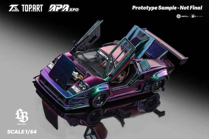 TopArt Lamborghini Countach LB Works Purple Chameleon 1/64 Diecast