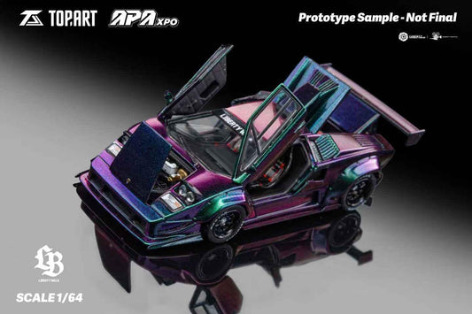 TopArt Lamborghini Countach LB Works Purple Chameleon 1/64 Diecast