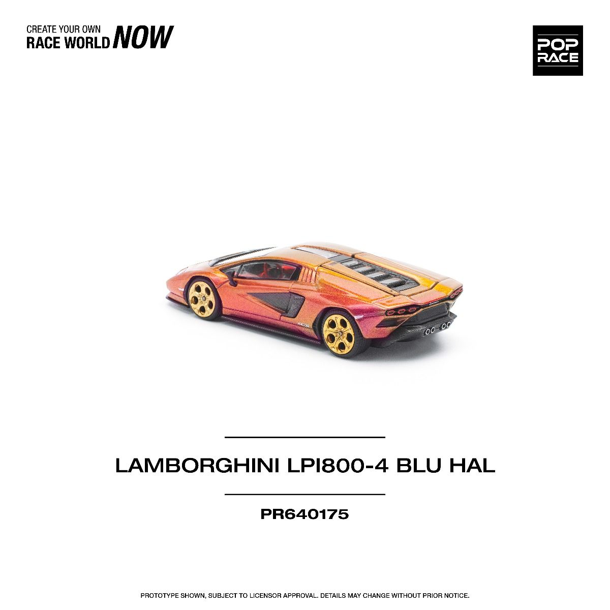 Pop Race Lamborghini Countach LPI 800-4 Blu Hal PR640175 1/64 Diecast