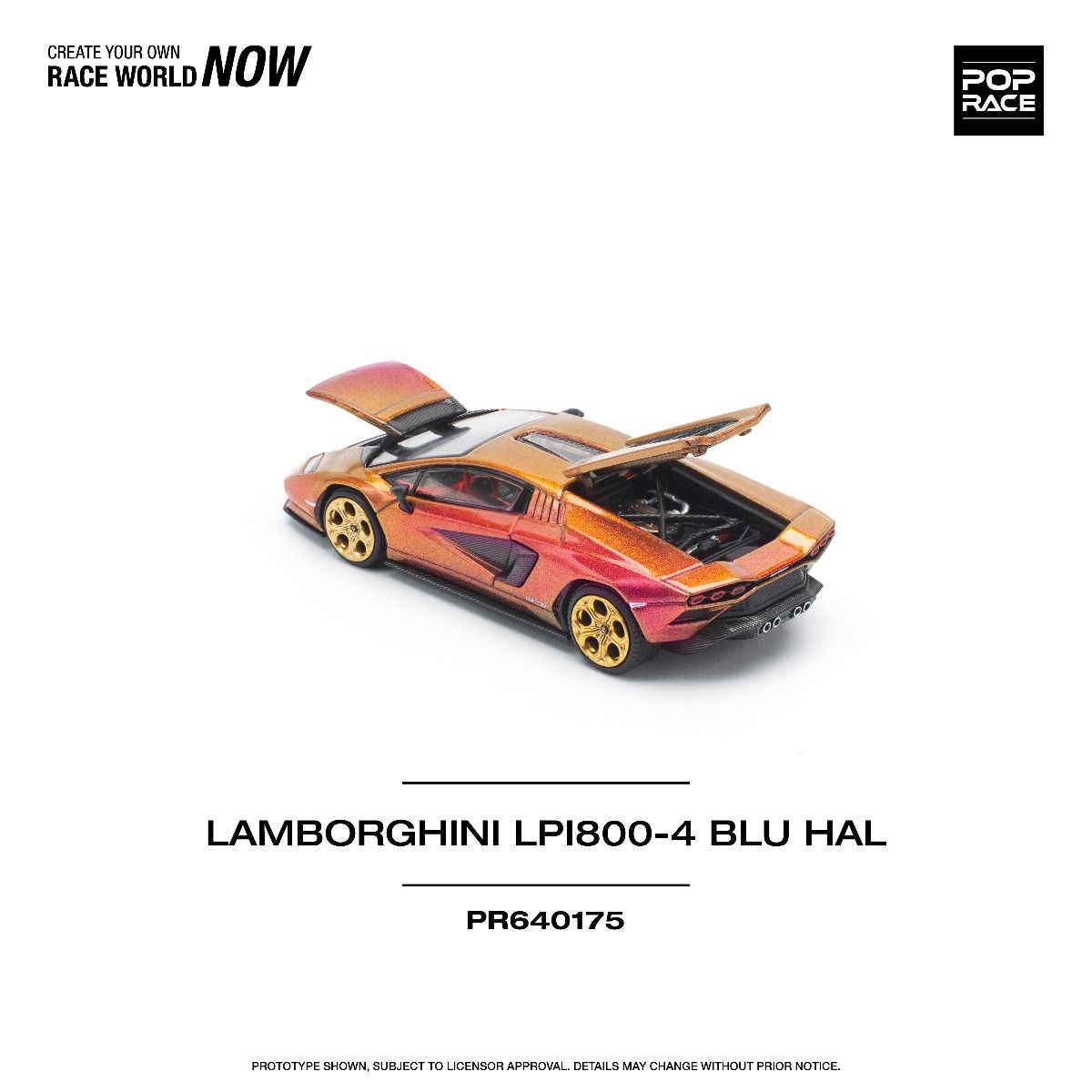 Pop Race Lamborghini Countach LPI 800-4 Blu Hal PR640175 1/64 Diecast